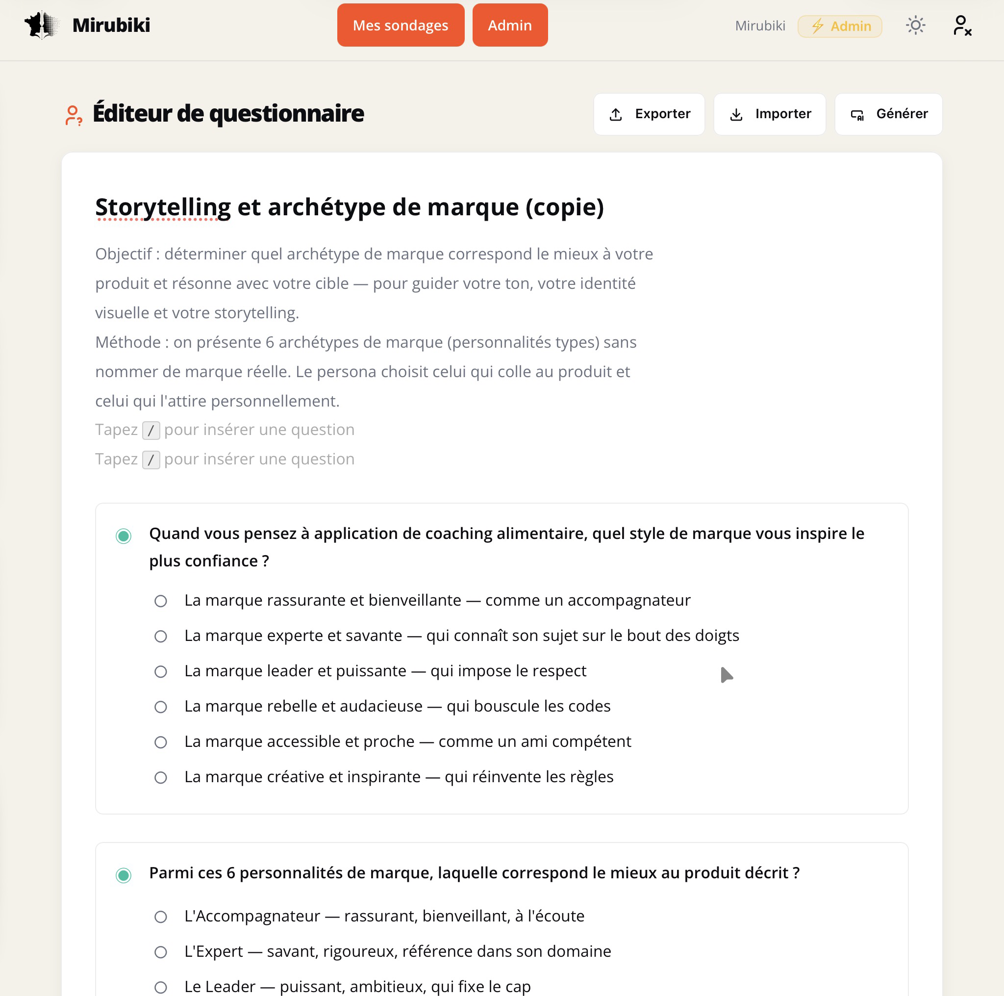Éditeur avec template chargé