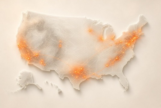 The United States, with the population clusters the synthetic panel is built on